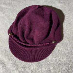 Ralph Lauren Extra Fine Merino Wool VINTAGE Burgundy Retro NewsboyHat